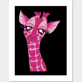 pink giraffe Posters and Art